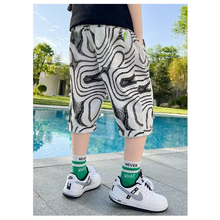 Quần Đùi Cotton Dáng Rộng Có Túi In Hình Dành Cho Bé Trai