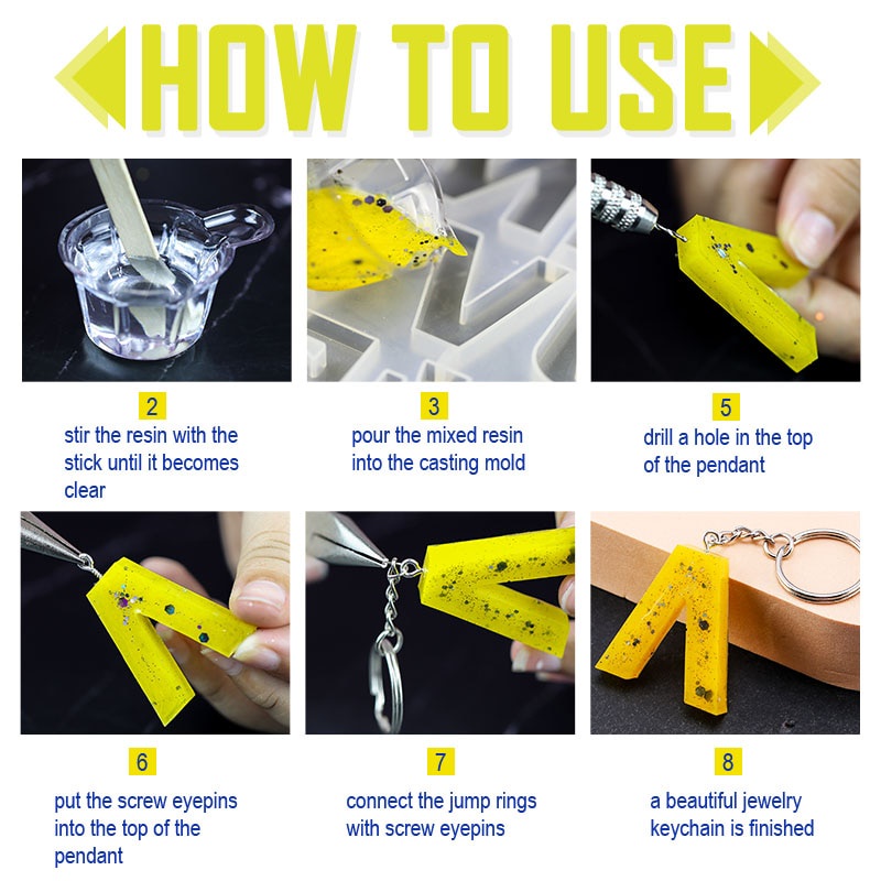 Bộ Khuôn Silicone Làm Móc Khóa / Đồ Trang Sức Hình Chữ Cái DIY