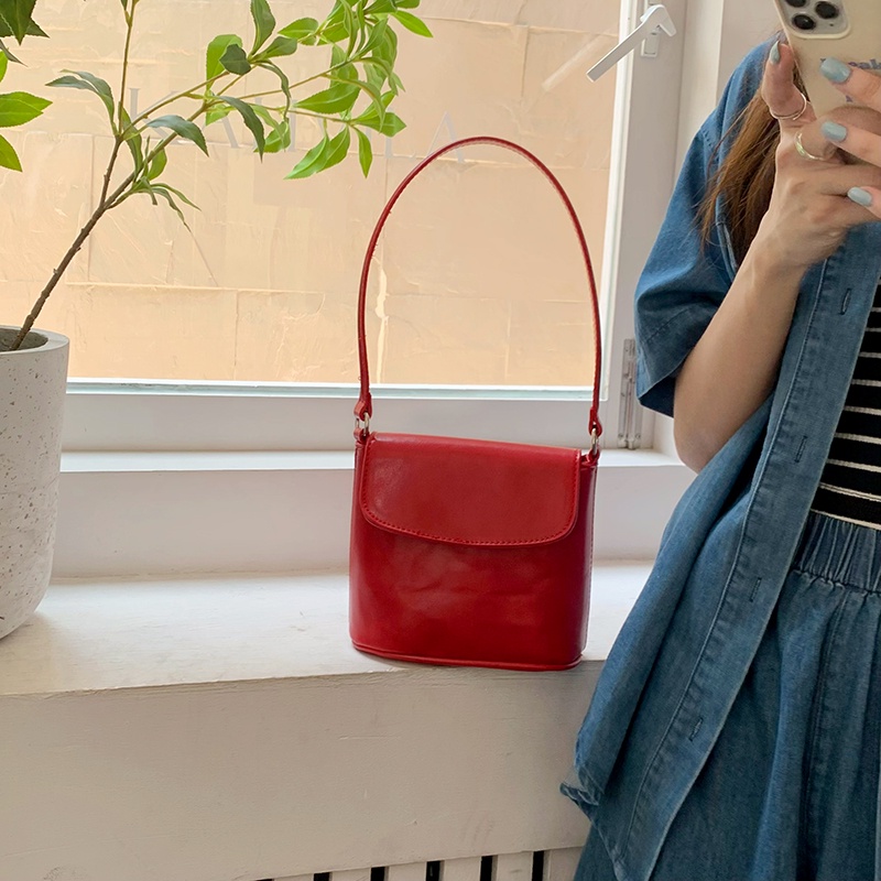 Túi Xách bucket Màu Đỏ Thiết Kế Đa Năng Thời Trang Cho Nữ