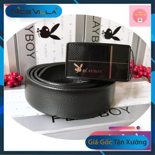 Thắt lưng nam da cao cấp playboy dây nịt nam da bò màu đen