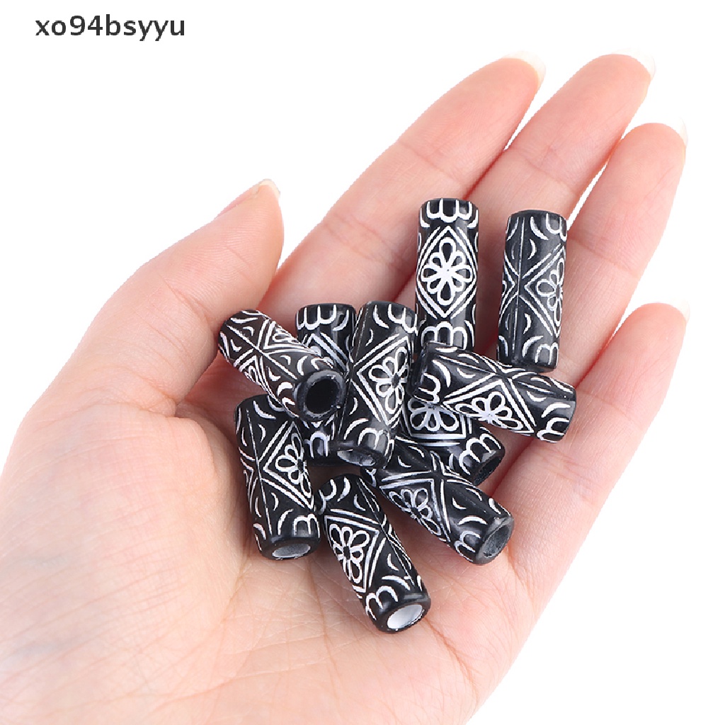 Set 10 Hạt Xo94Bsyu Màu Đen Tết Tóc / Râu Giả Bằng Acrylic Viking