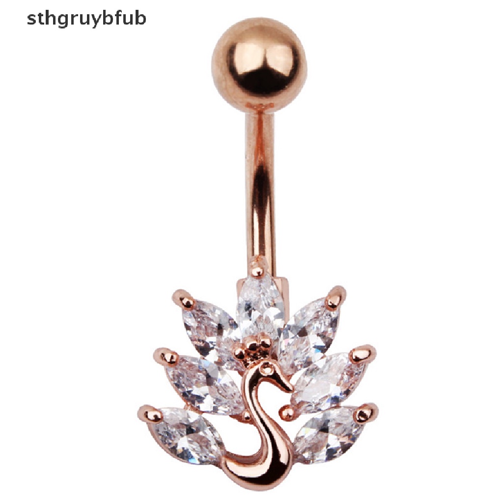 Khuyên RốN HìNh Đuôi Công ĐíNh Đá BằNg ThéP Không Gỉ