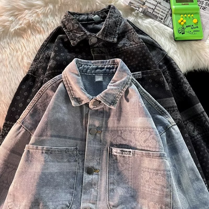 Toàn Bộ Áo Khoác Denim In Họa Tiết Cá Tính Theo Phong Cách Hongkong Dành Cho Nam