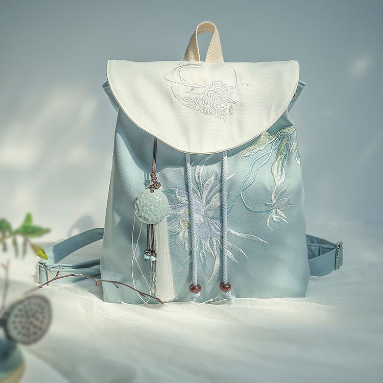 Cửa Hàng Mới Ba Lô Canvas Dây Rút Thêu Họa Tiết Dân Tộc Trung Hoa Cổ Điển Mori Kiểu Mới Cho Nữ Rtl