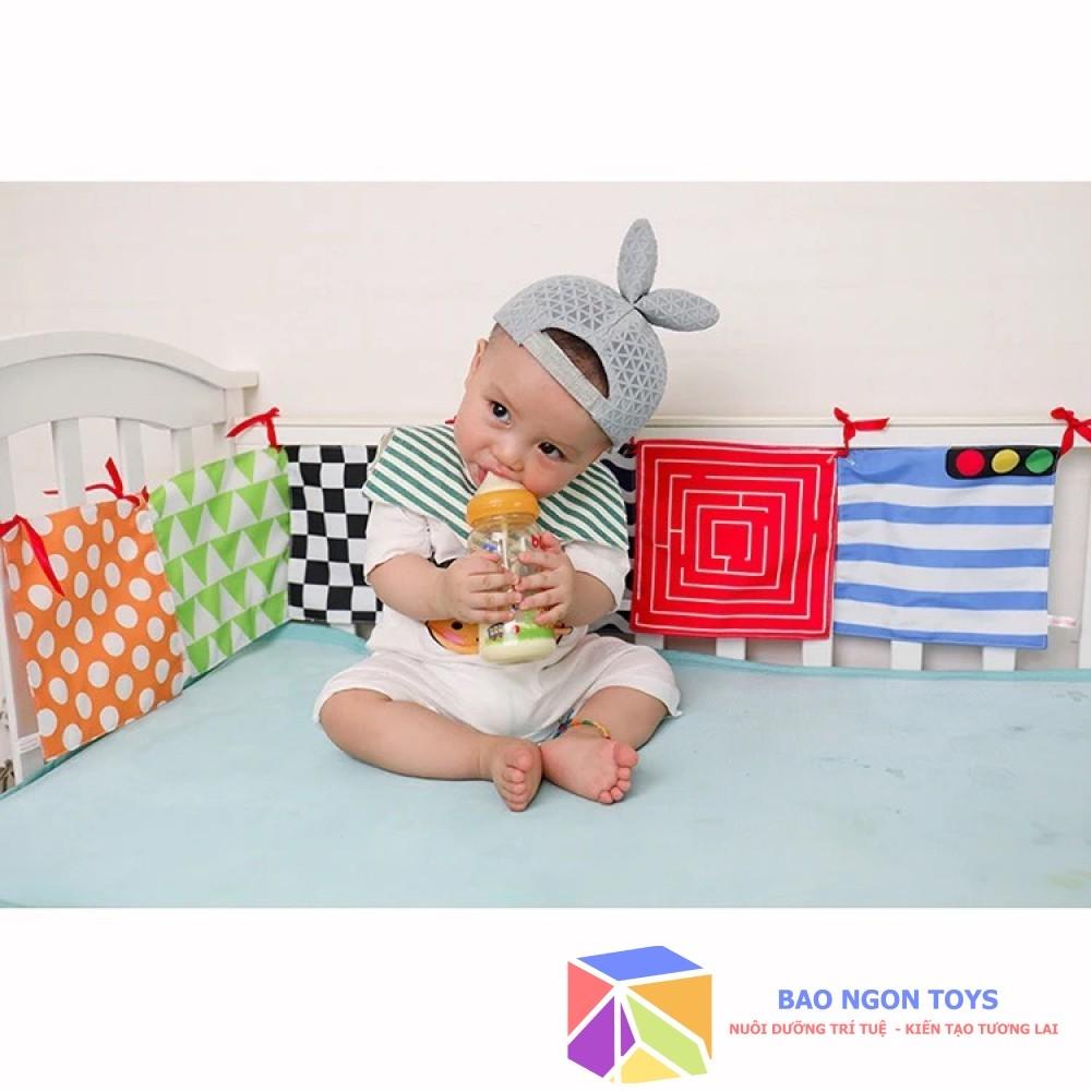 TRANH VẢI KIÊM QUÂY CŨI HỌA TIẾT TƯƠNG PHẢN GIÚP KÍCH THÍCH THỊ GIÁC CHO BÉ SƠ SINH ĐỒ CHƠI GIÁC QUAN BAO NGON TOYS DV82