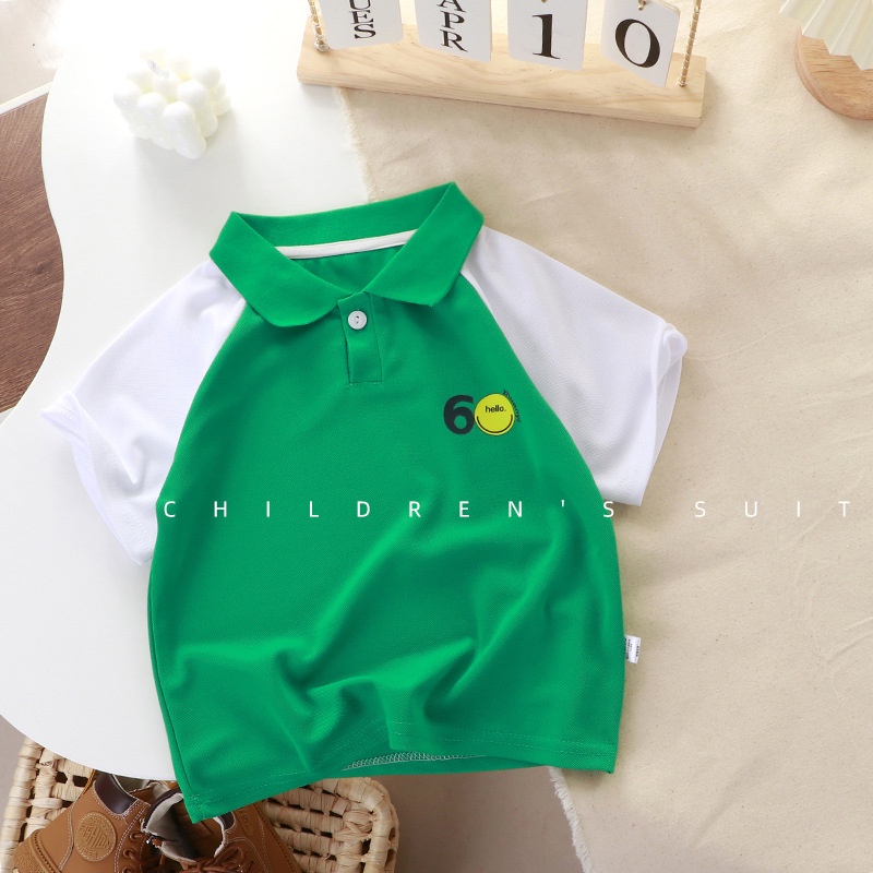 Áo Thun polo Tay Ngắn Màu Trơn Phong Cách Hàn Quốc Thời Trang Mùa Hè Kích Thước 80-160CM