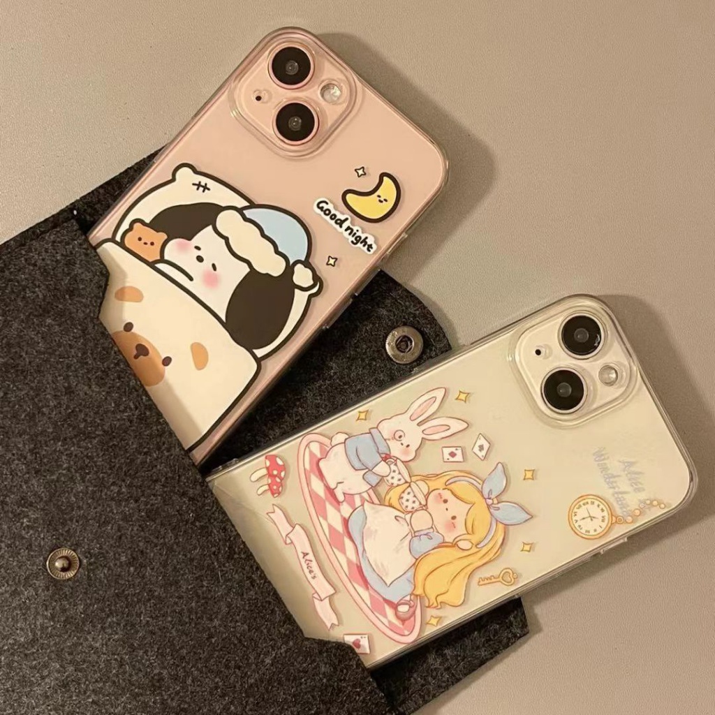 ✅Ốp Điện Thoại Mềm Chống Sốc In Hình Alice Dễ Thương Cho iPhone 13Pro 14 / 78plus xr 11 12ins RRC6
