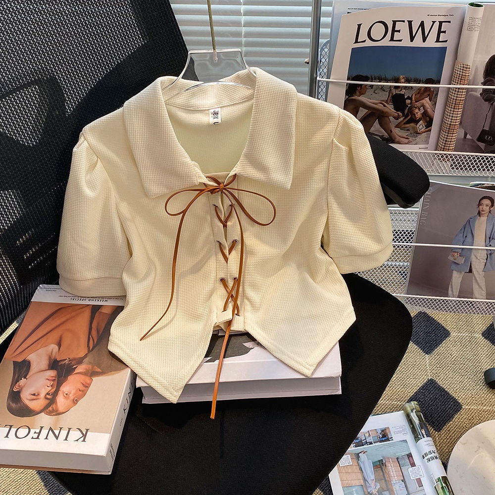 NRVP Áo polo Tay Ngắn In Họa Tiết Độc Đáo Phong Cách Hàn Quốc Thời Trang Cho Nữ