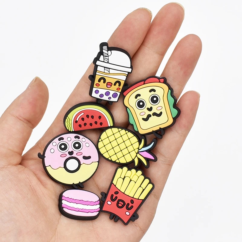 Phụ Kiện Trang Trí Giày / Bánh Mì / Hamburger / Khoai Tây Chiên / Khoai Tây Chiên / Jibitz Croc Hoạt Hình Dành Cho Trẻ Em
