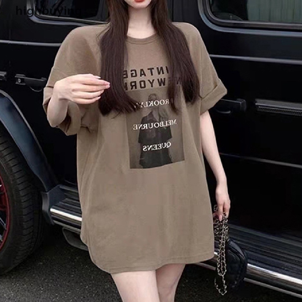 Áo Thun Tay Ngắn Cổ Tròn In Họa Tiết Phong Cách Harajuku Đường Phố Cho Nữ