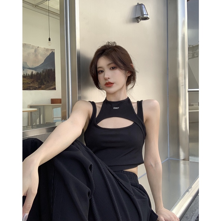 QKOOLE  Áo Croptop Giả Hai Lớp Phong Cách Hàn Quốc Thời Trang Mùa Hè Dành Cho Nữ