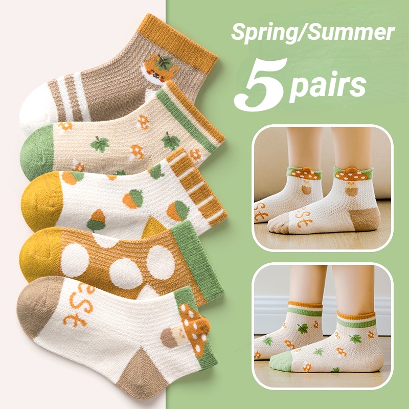 Set 5 Đôi Tất Cotton Hình Sóc Nâu Dễ Thương Cho Bé S / M / L 1-8 Tuổi Kokorocar ML-21 2023