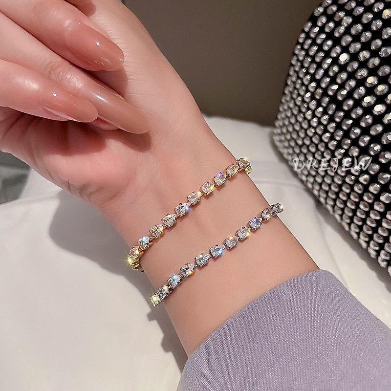 DREJEW Vòng Tay Đính Đá Zircon Đơn Giản Thời Trang Hàn Quốc Cho Nữ