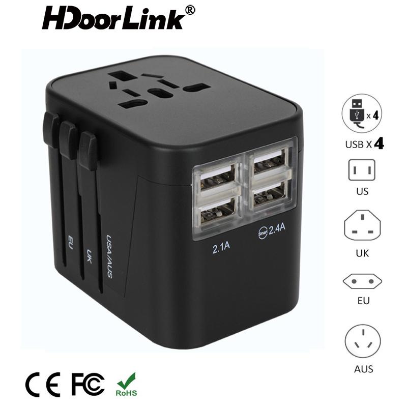 Phích Cắm Chuyển Đổi HdoorLink  Đa Năng All-in-Oone 4 Cổng USB 5V / 3.5A