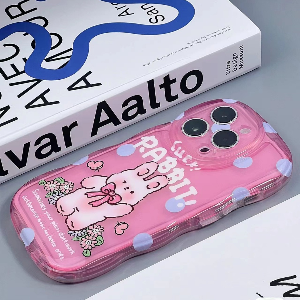 ✅Ốp Điện Thoại Mềm Chống Sốc Họa Tiết Chấm Bi / Thỏ Hồng 3UML Cho iPhone14promax 13 / 11 12 / 7 / 8