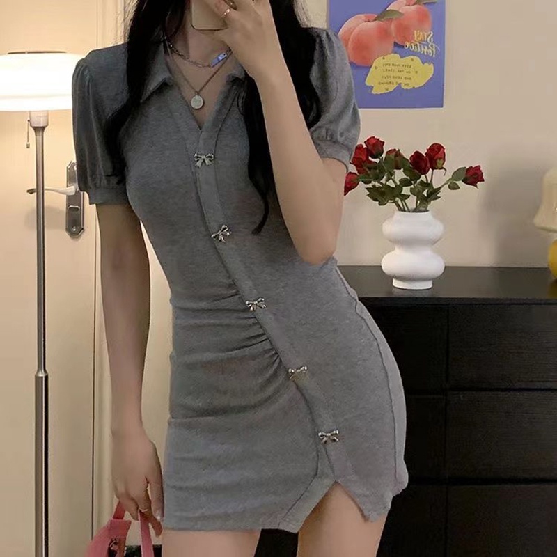 IELGY   Đầm Tay Ngắn Dáng Ôm Thời Trang Quyến Rũ Cho Nữ