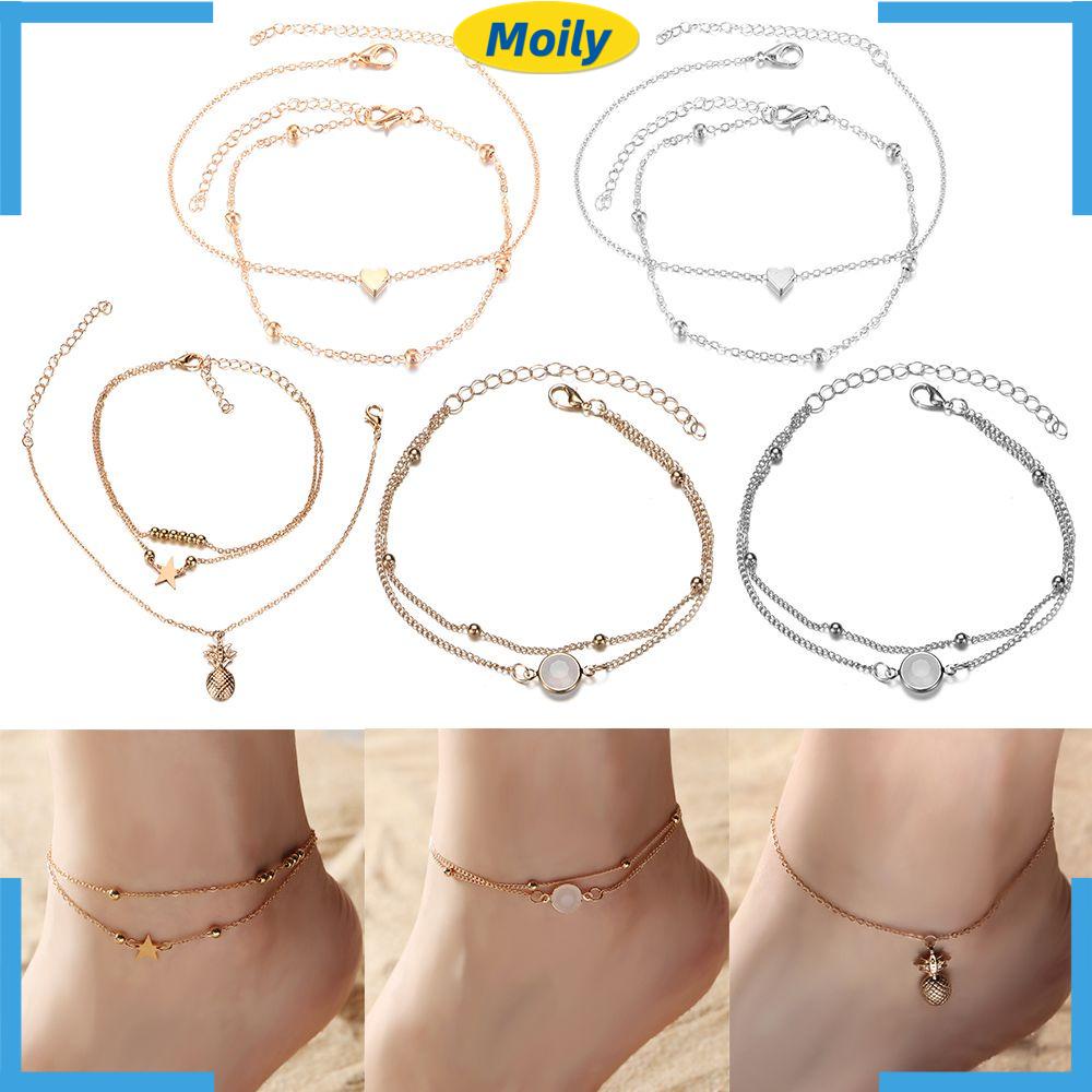 Chuỗi lắc chân mạ vang đơn giản phong cách du mục boho dành cho nữ