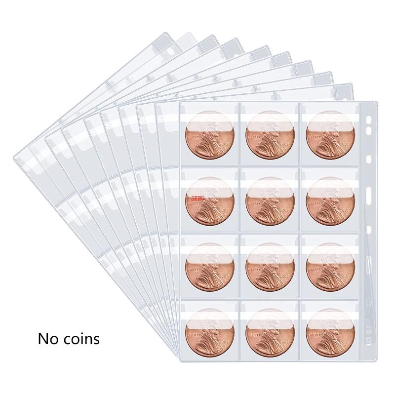 Album Sưu Tập Tiền Xu seng 10 Trang Chèn 120 Túi Tiêu Chuẩn 9 Lỗ Cho Tiền Xu