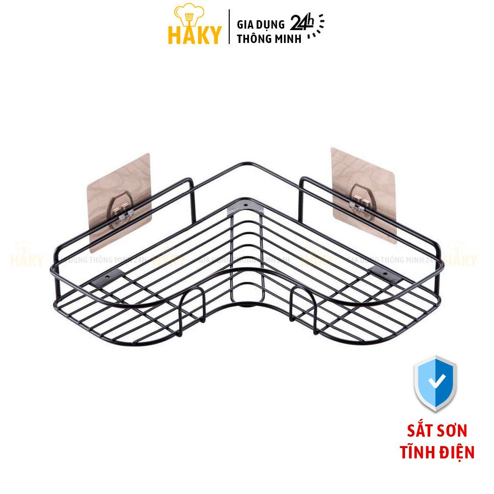 Kệ dán tường nhà tắm, nhà bếp hình chữ nhật, kệ sắt sơn tĩnh điện bền đẹp, siêu chắc chắn và chịu lực tốt HAKY008