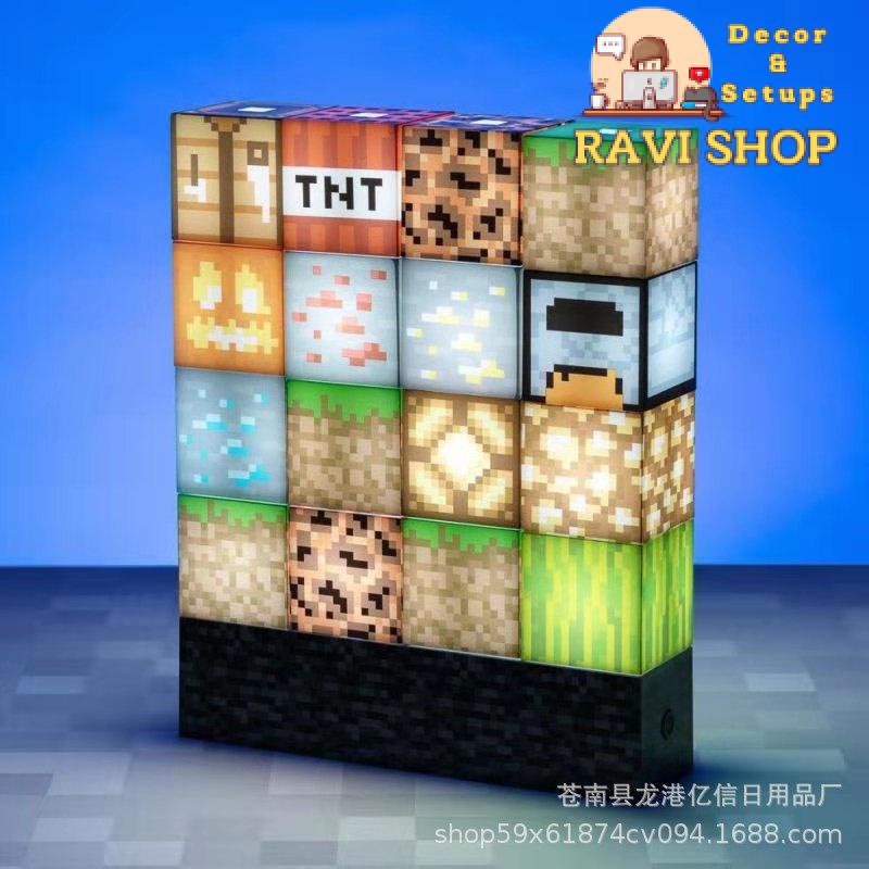 Đèn Minecraft để bàn Đèn ngủ USB khối vuông tự lắp ghép tùy ý trang trí bàn làm việc góc chơi game setup làm quà tặng