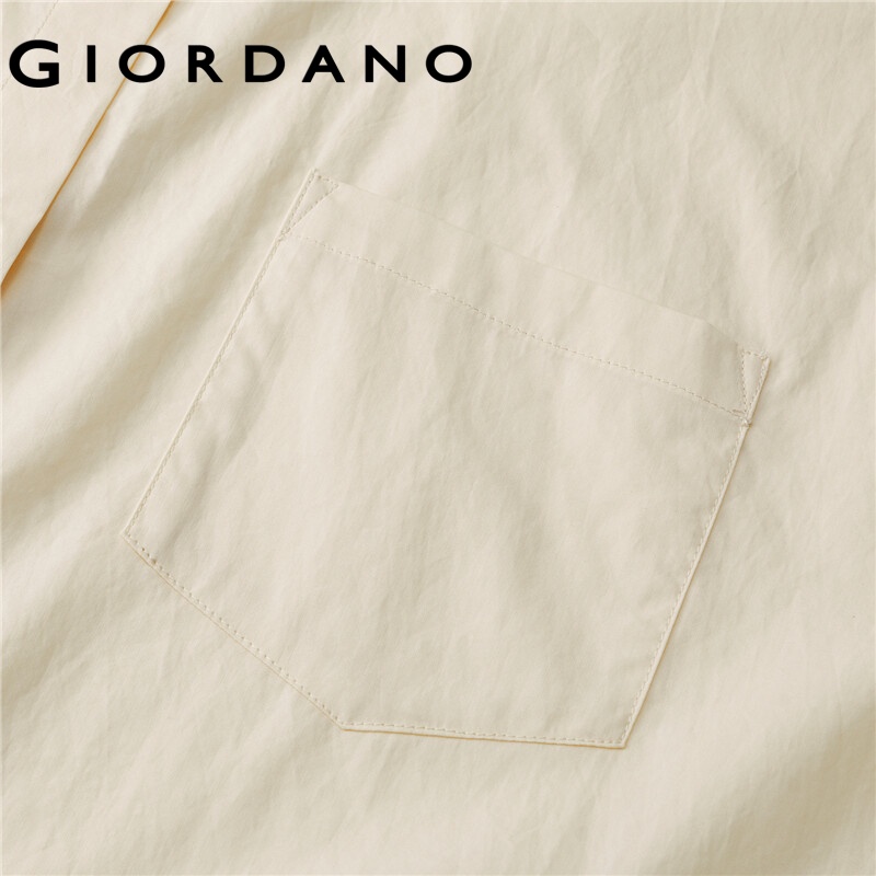 Áo sơ mi GIORDANO cotton 100% 05342461 tay ngắn tay giản dị dáng rộng phối túi thời trang mùa hè trẻ trung cho nữ