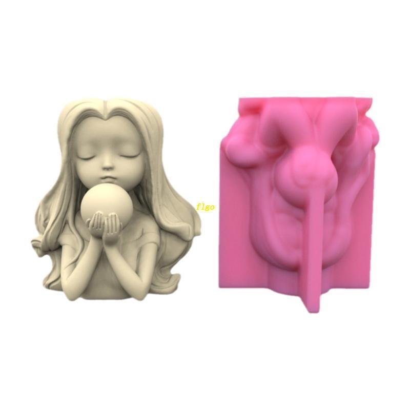 flgo Girl-Flowerpot Silicone Mold Succulent Planter Concrete Mold Pen Holder Mold