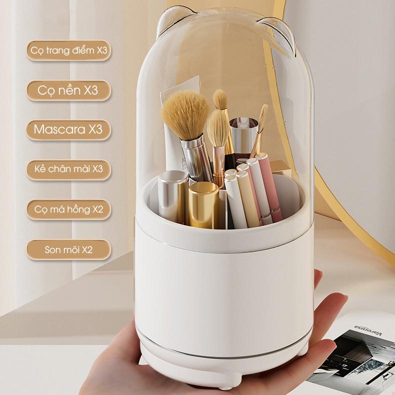 Hộp đựng cọ trang điểm, kẻ mắt son môi xoay 360 độ W2088