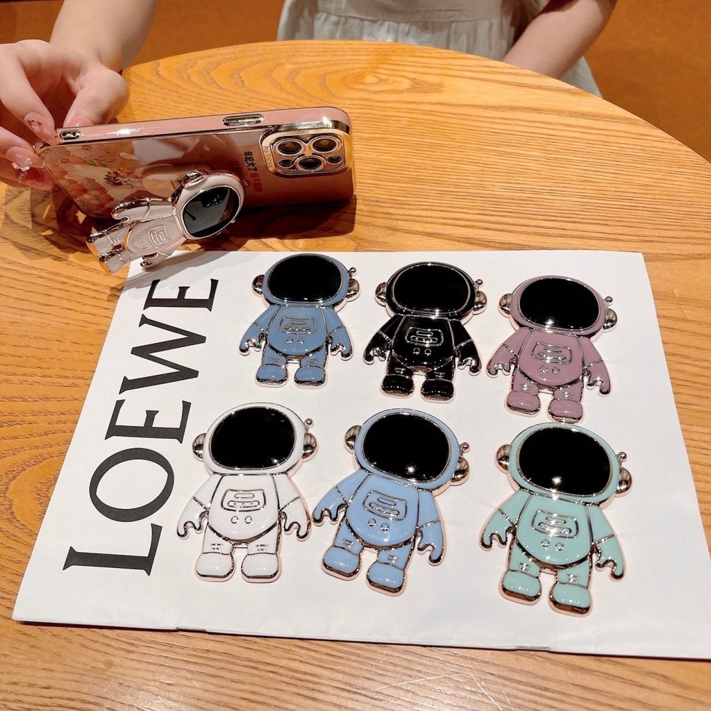 Nhẫn Đỡ Điện Thoại Bằng Kim Loại Mạ Điện Hình Phi Hành Gia Hoạt Hình 3D Dễ Thương