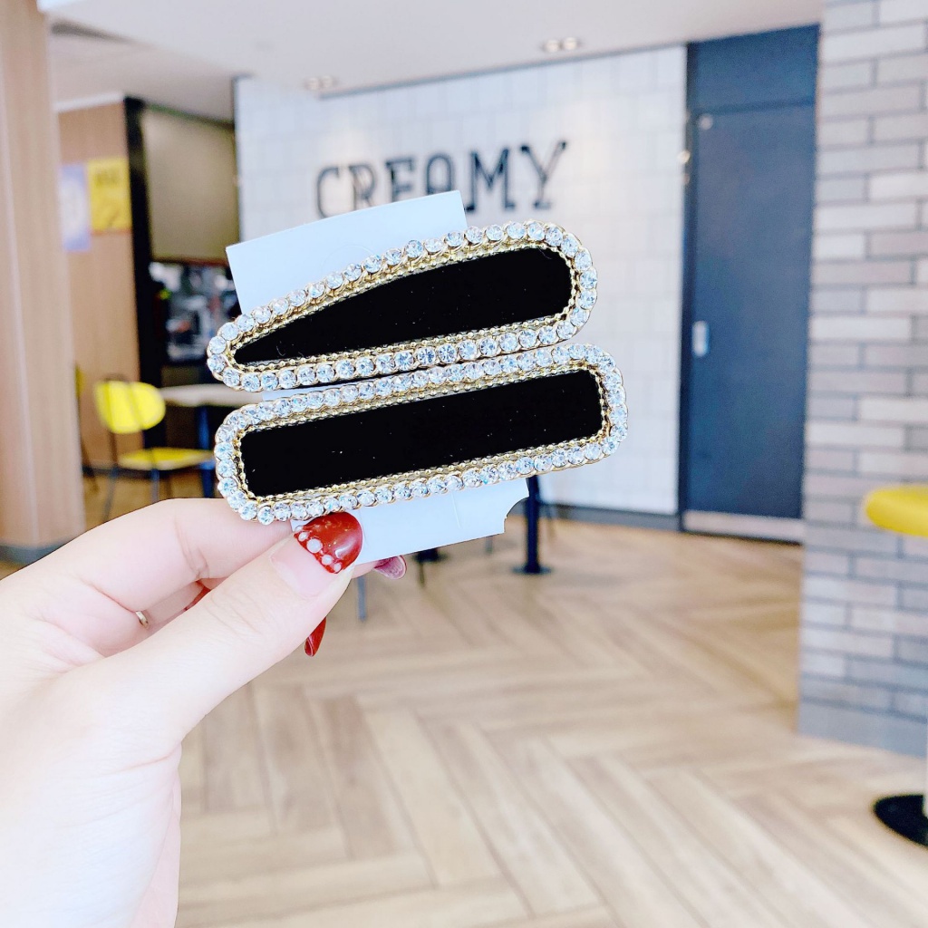 Kẹp Tóc BB Đính Đá Hình Vuông Đơn Giản Phong Cách Hàn Quốc Mới