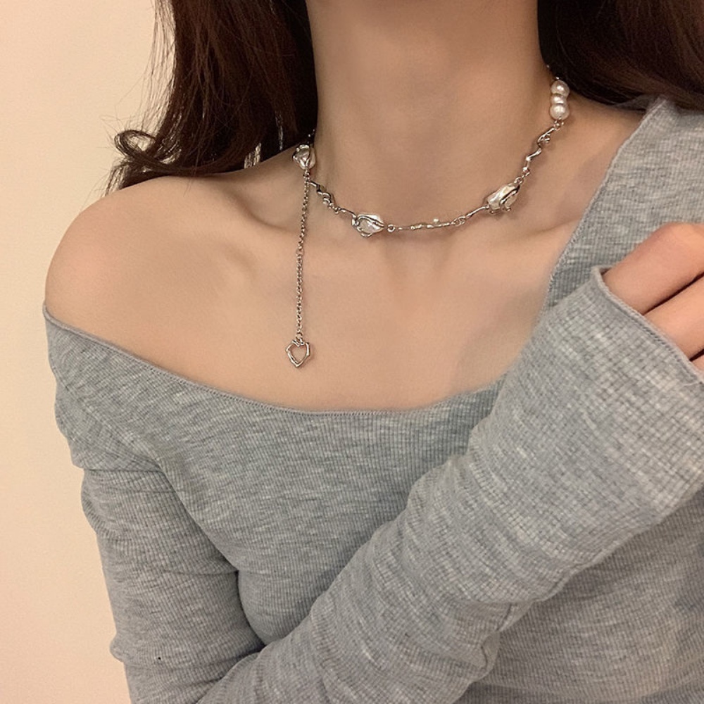 Vòng cổ Kim Loại Đính Ngọc Trai Cao Cấp Sang Trọng Cho Nữ