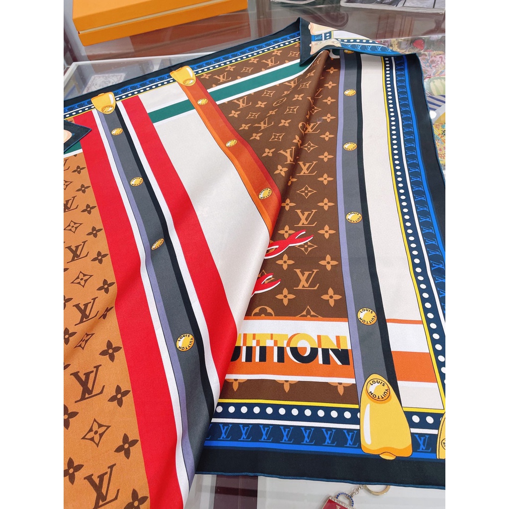 Khăn quàng cổ hình vuông bằng lụa 35x35inch đi biển chống nắng họa tiết chữ cái nhiều màu thời trang nữ 2023