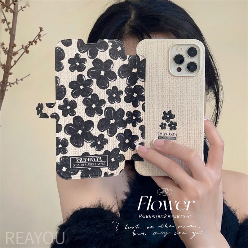Bao Da Điện Thoại Nắp Gập Chống Sốc Tranh Sơn Dầu Hình Hoa Cho iPhone14 pro max 13 12 11 14Promax13 12 11