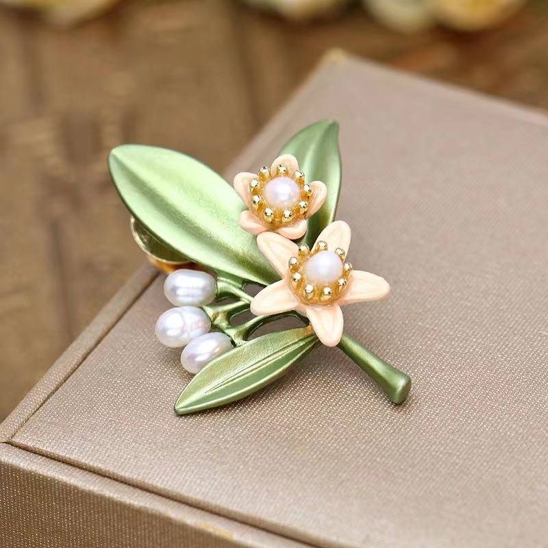 Ghim Cài Áo Hình Hoa Oải Hương / Hoa Hướng Dương Đính Ngọc Trai Giả Phong Cách Retro