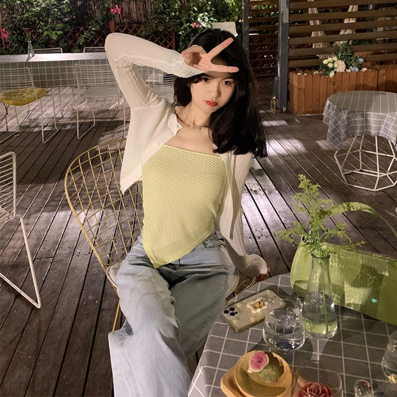 Áo 2 dây vạt chéo thun xốp hoạ tiết MS531