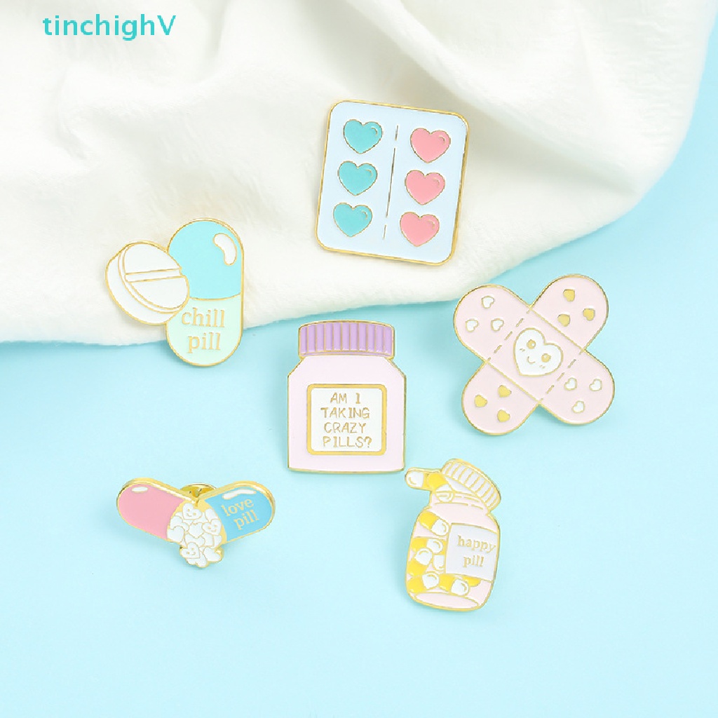 [TinchighV] Ghim Cài Áo Bằng Hợp Kim Tráng Men Hình Lọ Thuốc Hoạt Hình Màu Hồng Dễ Thương Sáng Tạo [Mới]