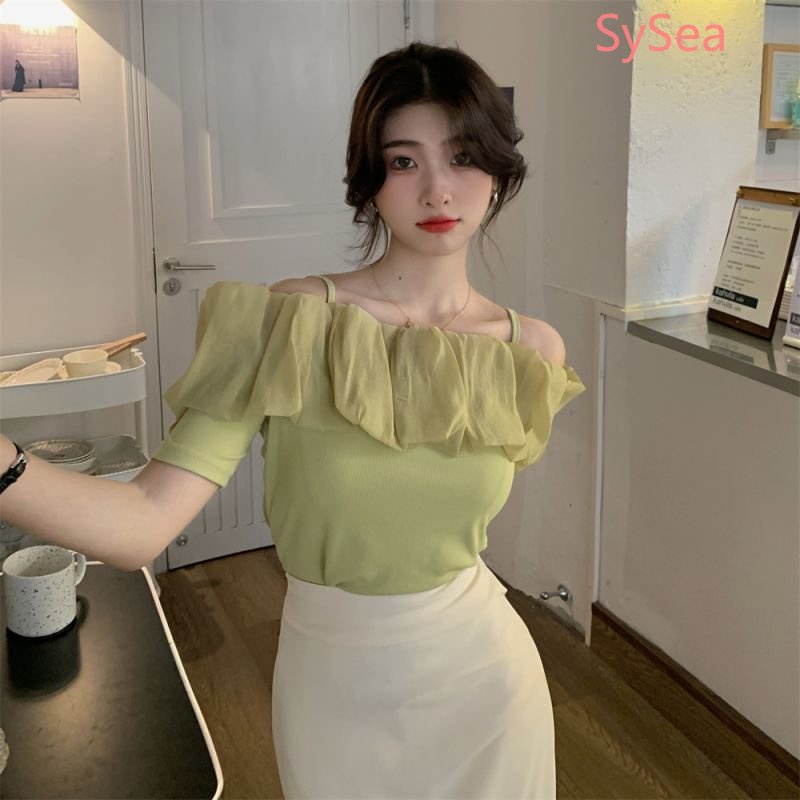 Áo Voan Trễ Vai Phối Bèo Nhún Nữ Tính Hợp Thời Trang Hè