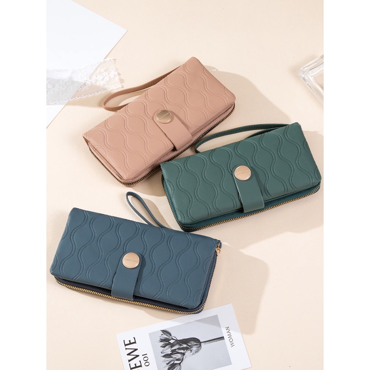 Ví Nữ Dài Cầm Tay Có Khóa Kéo Và Dây Đeo Cổ Tay