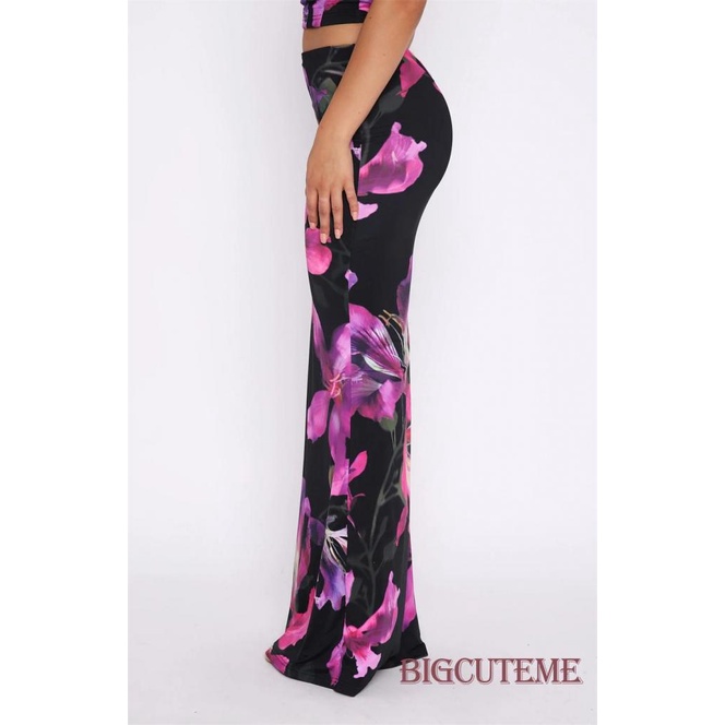 Bộ Áo 2 Dây Hở Lưng + Chân Váy Dài Lưng Cao In Họa Tiết Hoa Xinh Xắn Thời Trang Mùa Hè Cho Nữ