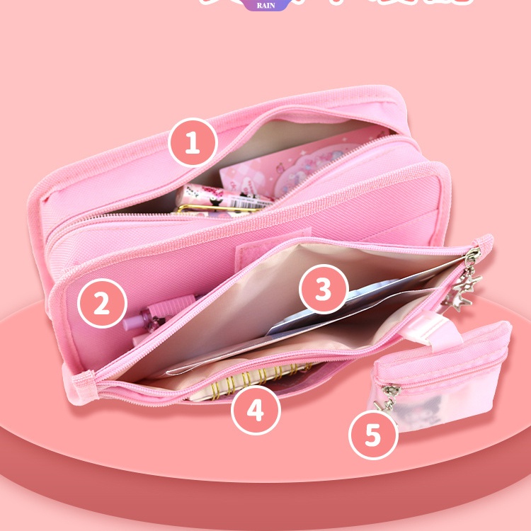 Túi Đựng Bút Bằng Vải Canvas Cỡ Lớn Họa Tiết Hoạt Hình Sanrio Kuromi Cinnamoroll My Melody StellaLou Linaell Cho Học Sinh