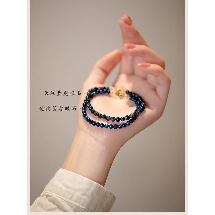 Vòng Tay Chuỗi Hạt Đá Mắt Hổ Tự Nhiên Màu Xanh Lá 4mm Thời Trang Cho Nữ