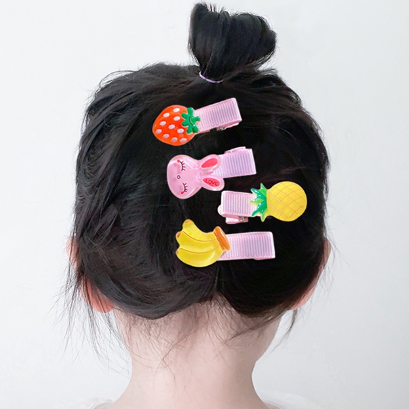 Bộ 10 Kẹp Tóc Cao Su Họa Tiết Hoạt Hình Dễ Thương Cho Bé