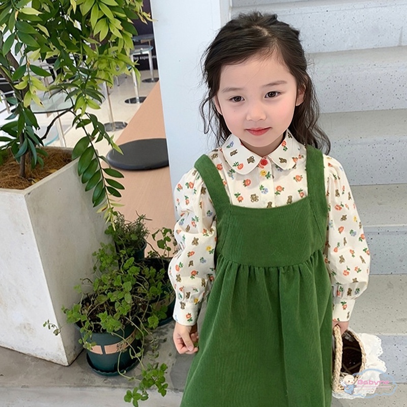 Áo Sơ Mi Tay Dài Dáng Rộng In Họa Tiết Hoạt Hình Phong Cách Hàn Quốc Xinh Xắn Cho Bé Gái