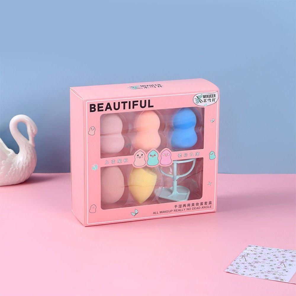 Bộ 6 Mút Trang Điểm Kèm 1 Giá Đỡ + 1 Mút Trang Điểm Dạng Lỏng Dành Cho Bạn Nữ