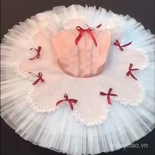 Chân Váy Xòe TUTU Hóa Trang Thiên Nga Màu Hồng Mừng Năm Mới Cho Bé Gái