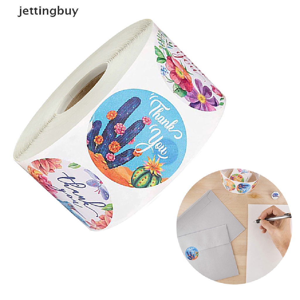 Cuộn 500 Nhãn Dán Thank You Họa Tiết Hoa Dành Cho Niêm Phong Kẹo QDD