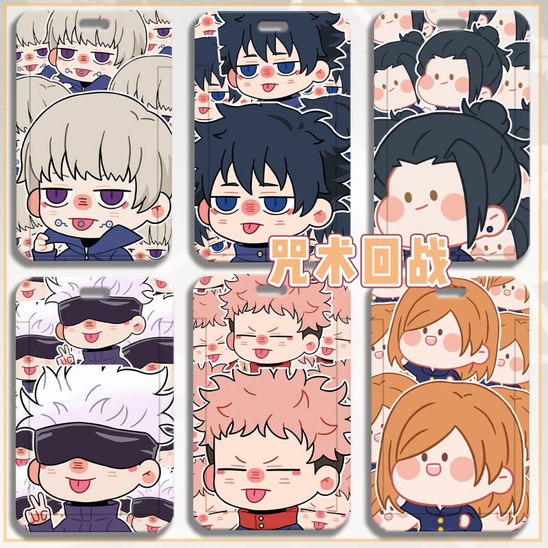 Set 5 Ví Dài Đựng Thẻ ID / Thẻ Sinh Viên In Hình Anime Jujutsu Kaisen Q Version Gojo Satoru ID Có Dây Đeo Dài Cho Nam
