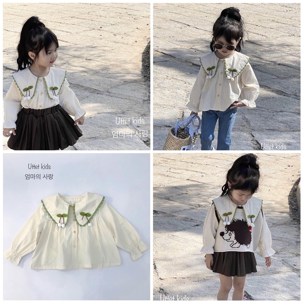 SƠ MI THÊU PHONG CÁCH HÀN QUỐC CHO BÉ GÁI SIZE 90 TỚI 140