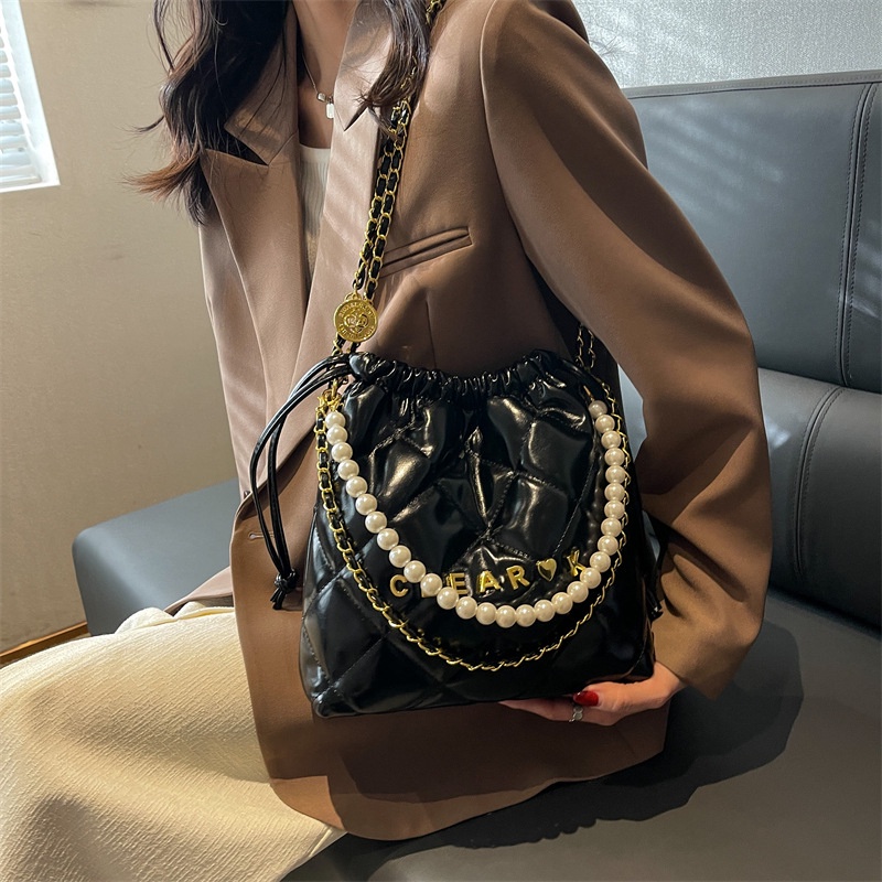 Túi Xách JASMIN NOIR Đeo Chéo Họa Tiết Sọc Caro Đính Ngọc Trai Thời Trang Dành Cho Nữ