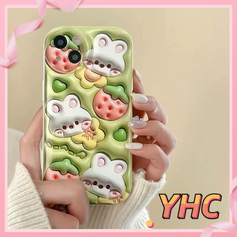 Ốp Lưng Phone Hiệu ứng 3D dễ thương vỏ bong bóng thỏ dâu tây Cho Iphone 6 / 6S / 6splus / se / 7 / 7plus / 8 / 8plus / X / xs / xsmax / 11 / 12 / 13 / 14 / Plus / pro /pro max-5065