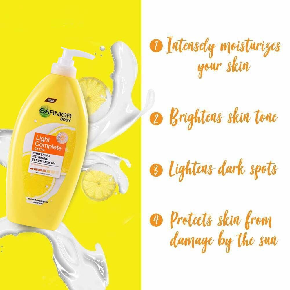 Garnier Light Complete Extra Whitening Repairing Serum Milk Uv Body Lotion 400ml